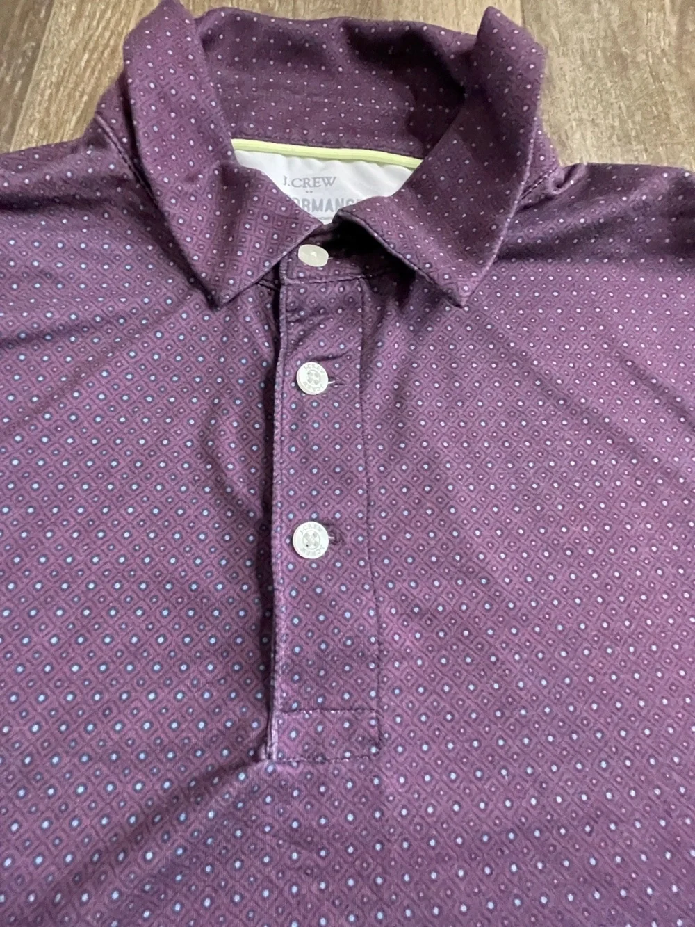 J. Crew Performance Men's Purple Polo  with Micro Dot Pattern L